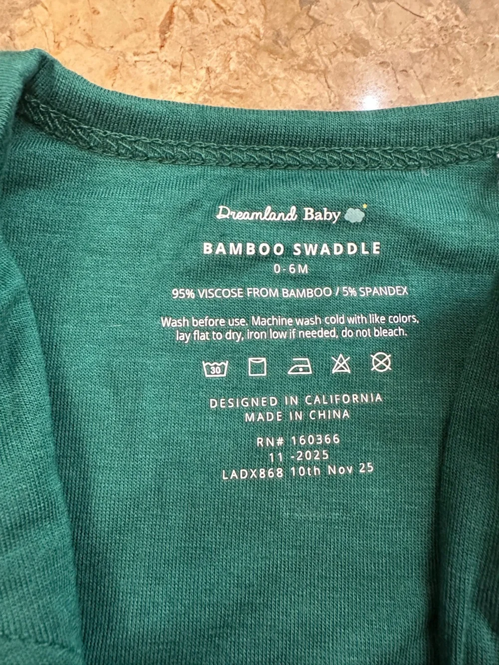 NWT Baby Dreamland Bamboo Swaddle Sack Sz 0-6 months